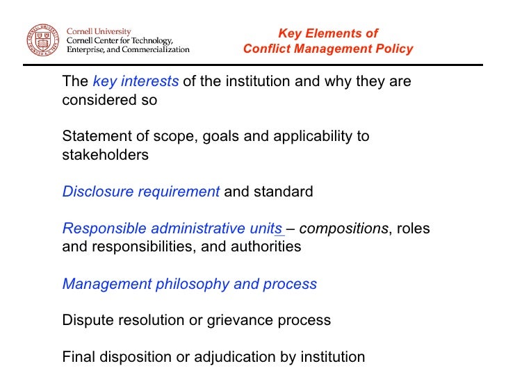 Key elements of conflict resolution